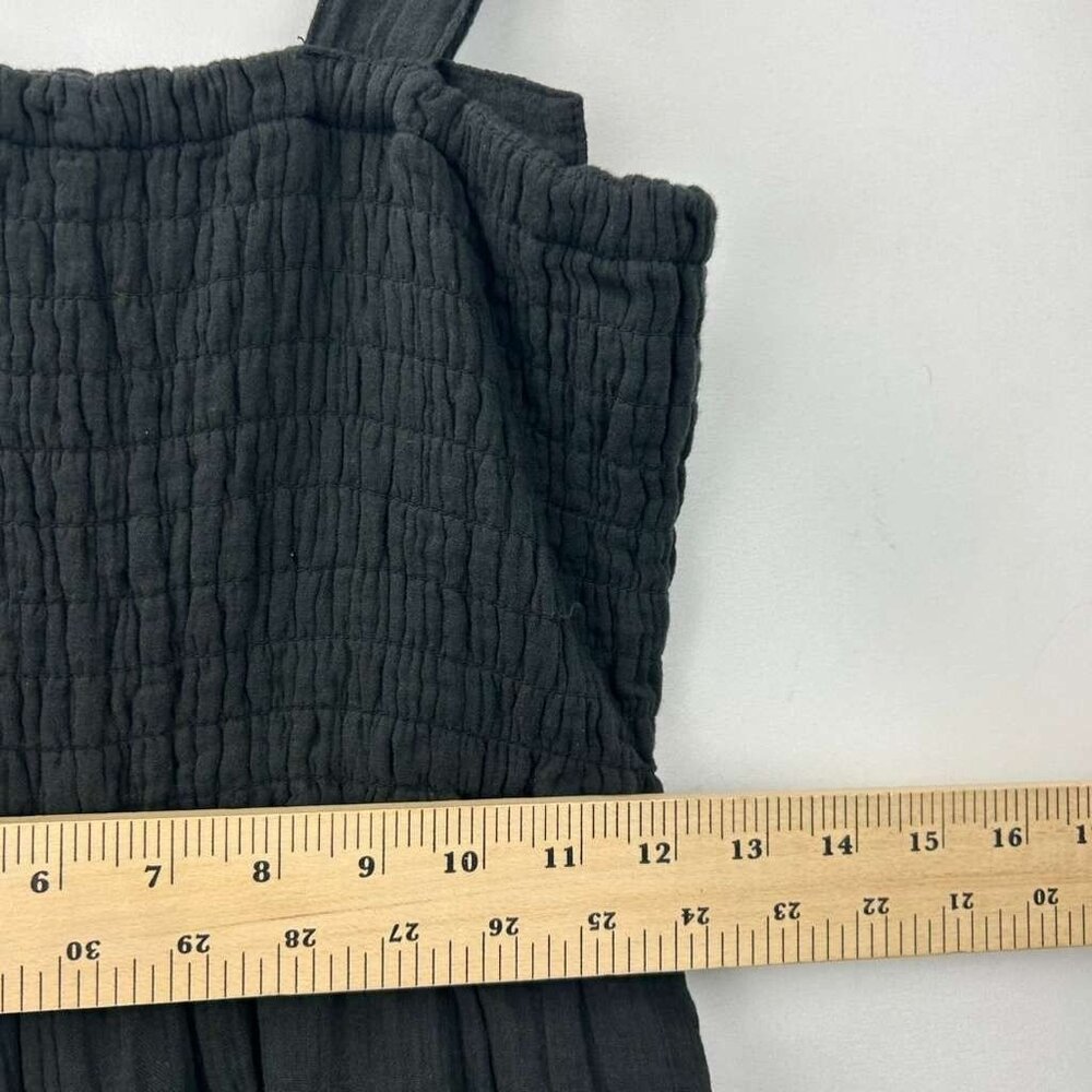 Quince Women's Small 100% Organic Cotton Gauze Smocked Wide Leg Jumpsuit Black - Picture 7 of 16